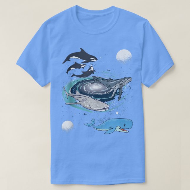 Camiseta Galay Space Whale Shark Beluga Humpback Ocean Orca (Frente do Design)