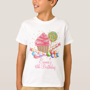 Camiseta Galdérias do doce do pirulito dos doces do cupcak