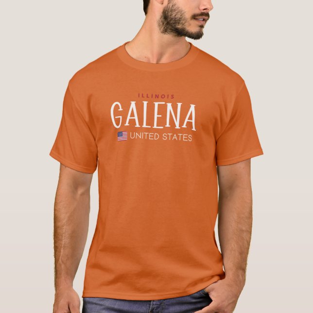 Camiseta Galena Illinois Estados Unidos em Grande Tamanho (Frente)