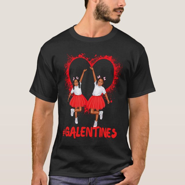 Camiseta Galentines Day Fun Cute Brown Skin Girls Best Girl (Frente)