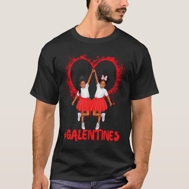 Camiseta Galentines Day Fun Cute Brown Skin Girls Best Girl (Frente)