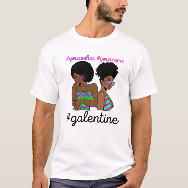 Camiseta Galentines Day Single Valentines Melanin Queen Bla (Frente)