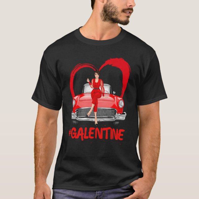 Camiseta Galentines Solteiro Red Car Driver Diversão Bestie (Frente)