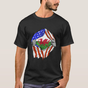 Camiseta Gales América EUA Chest Welsh Dragon Welsh Flag Nó