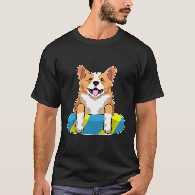 Camiseta Galês Corgi em Nadação com conselho de Nadação (Frente)