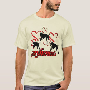 Camiseta Galgos E Corações Vermelhos