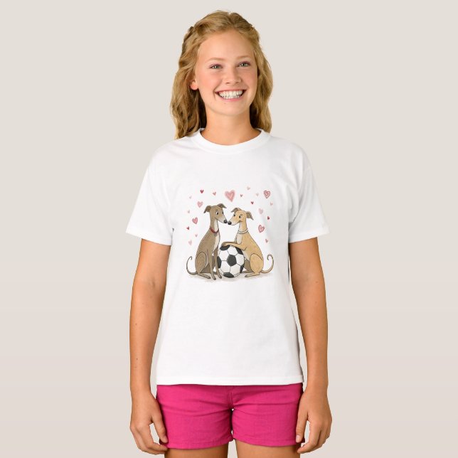 Camiseta Galgos with soccer ball for Valentine's Day (Frente Completa)