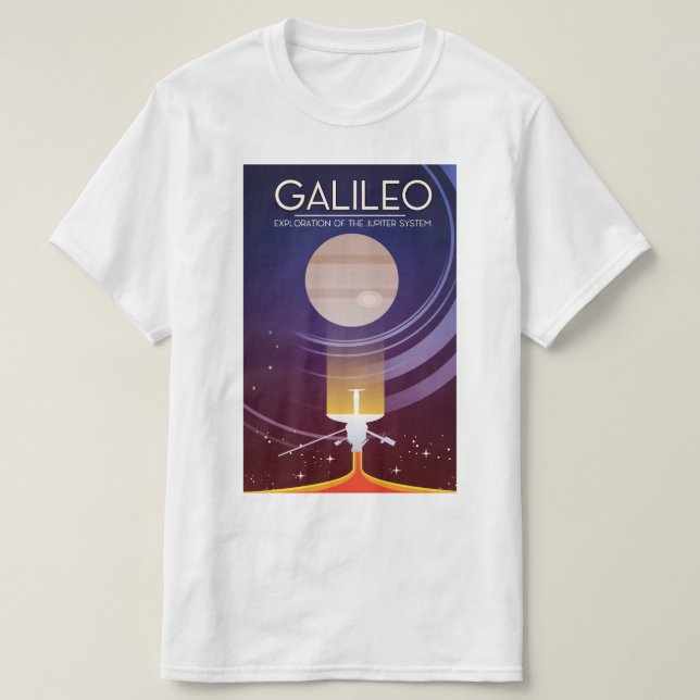 Camiseta Galileo - Exploração do sistema de Júpiter (Frente do Design)