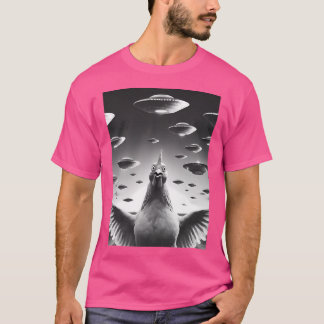 Camiseta Galinha Alienígena Engraçada Ufo Galinha Leiteira 