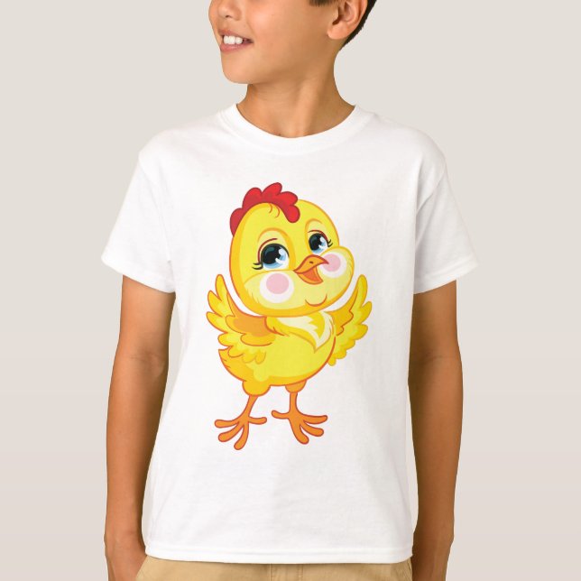 Camiseta Galinha amarela de desenho animado (Frente)
