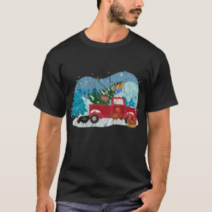 Camiseta Galinha Andando Caminhão Vermelho Xmas Feliz Natal