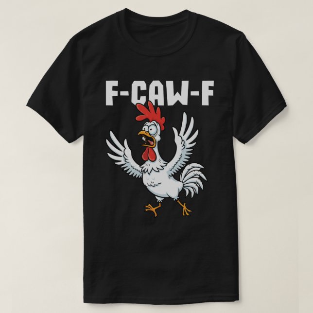 Camiseta Galinha Assustada F-CAW-F - Arma Engraçado (Frente do Design)