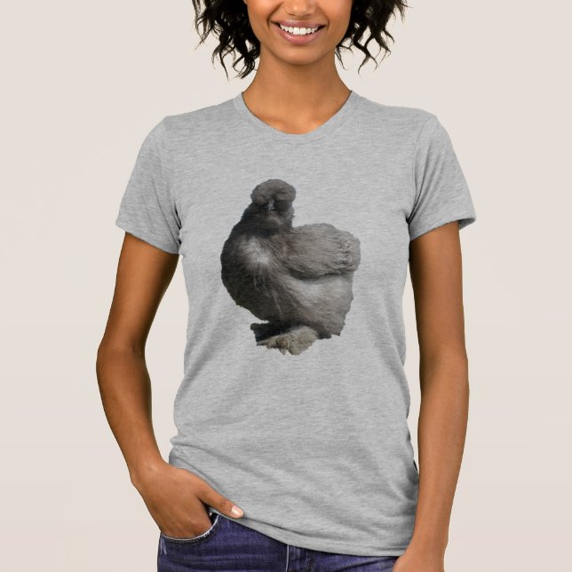 Camiseta Galinha azul macia bonito de Silkie (Frente)