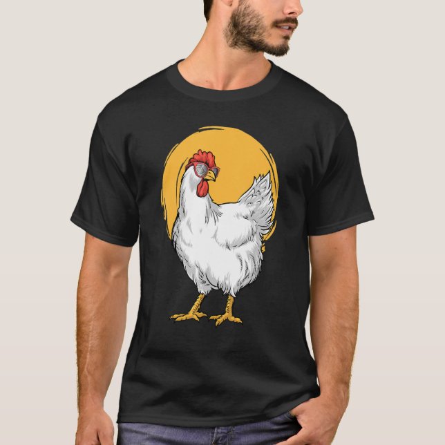 Camiseta Galinha Bonita Menina Óculos De Sol Galinha (Frente)