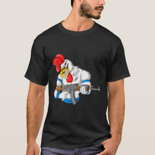Camiseta Galinha Brava Desenho Arma Galo Engraçado Arma Lon