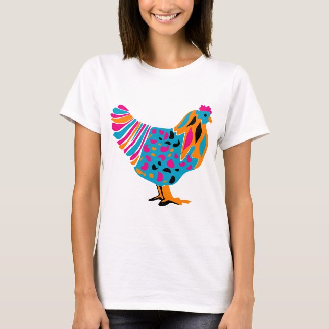Camiseta Galinha brilhante Funky (Frente)