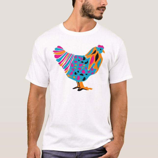 Camiseta Galinha brilhante Funky (Frente)