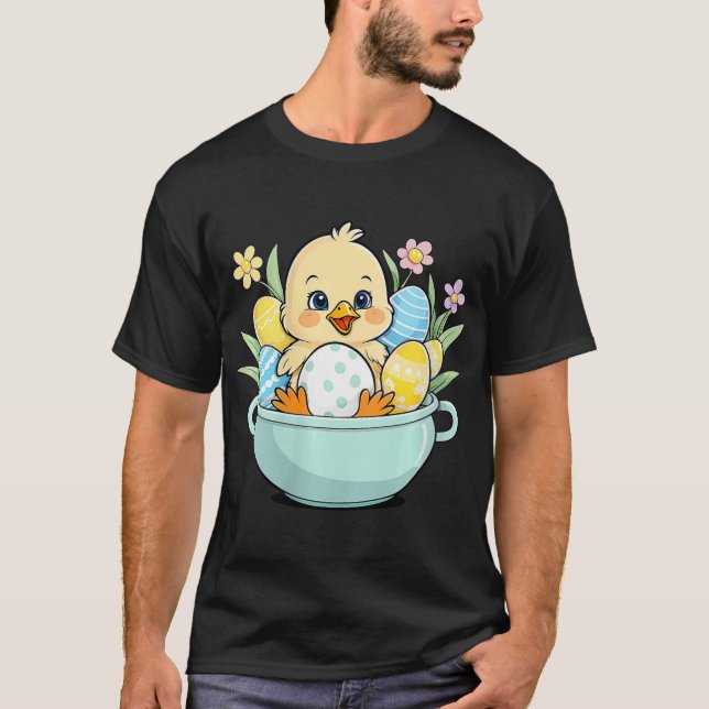 Camiseta Galinha Caça de Ovos Páscoa Coelhinhos Orelha Faze (Frente)