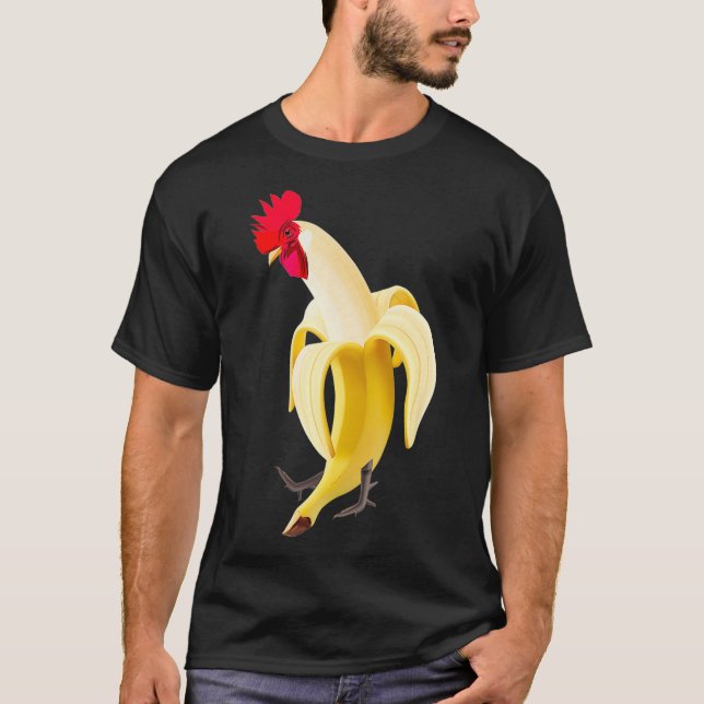Camiseta Galinha-Cockerel Engraçada Em Banana (Frente)