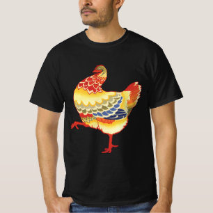 Camiseta Galinha Colorida de Celeiro de Fazenda Vintage