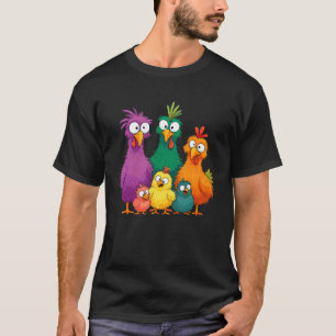 Camiseta Galinha Colorida Homens Mulheres Menino Louca Gali
