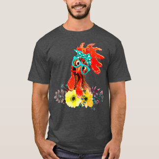 Camiseta Galinha com bandana e óculos bonitos