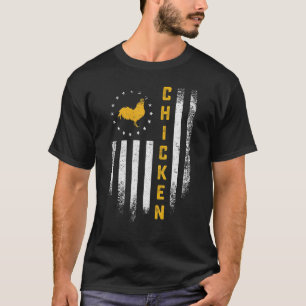 Camiseta Galinha da Bandeira Vintage dos EUA Silhueta da Fa