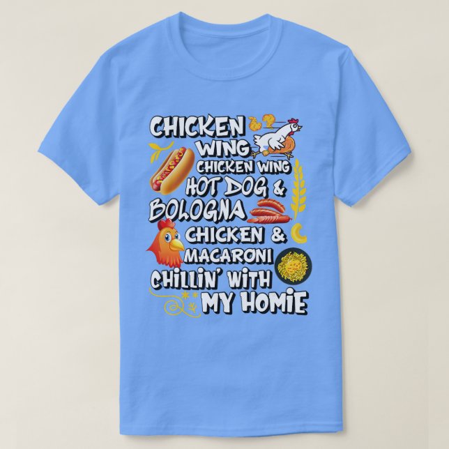 Camiseta Galinha-da-Manhã Galinha-da-Manhã Cão Quente e Bol (Frente do Design)