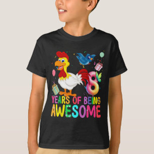 Camiseta Galinha de 8 Anos de Idade Menina de Aniversário d