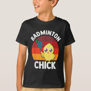 Camiseta Galinha de Badminton Jogador de Badminton Peteca E