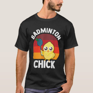 Camiseta Galinha de Badminton Jogador de Badminton Peteca E