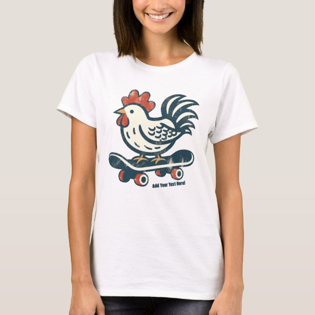 Camiseta Galinha de Fazenda de Skateboard Engraçado Persona (Frente)