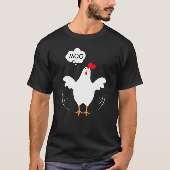 Camiseta Galinha de galinha da MOO diz Moo Cow Sound 'MOO' (Frente)