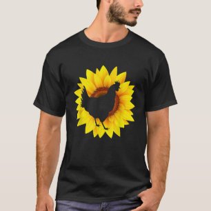 Camiseta Galinha de girassol Primavera de Verão Galinha Flo