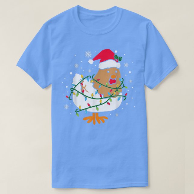 Camiseta Galinha-de-Natal Bonita Luz-de-Natal Farmer Animal (Frente do Design)