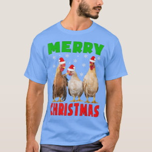 Camiseta Galinha De Natal Feliz Em Santa Hat As Galinhas