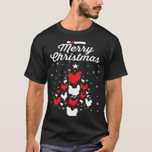 Camiseta Galinha de Natal Feliz Galinha de Natal Árvore de