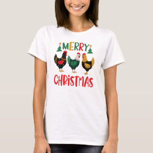 Camiseta Galinha de Natal Feliz, Galinhas Fazendas Engraçad