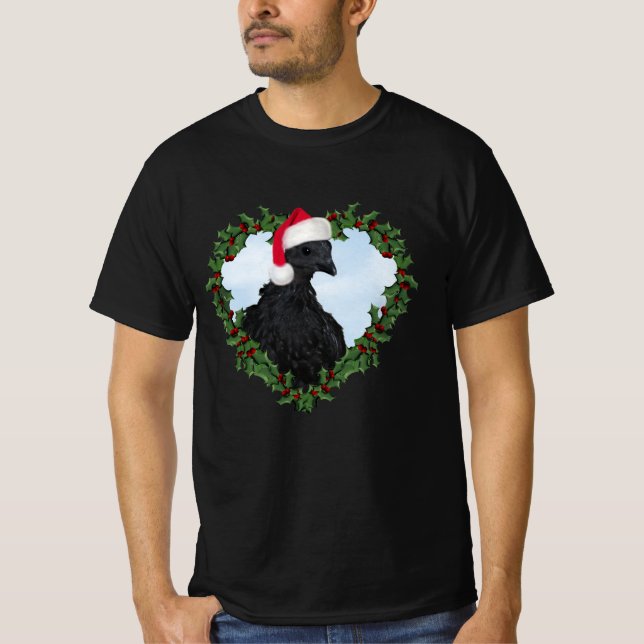 Camiseta Galinha de Natal * Svart Hona (Frente)