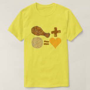 Camiseta Galinha de Par Clássico de Comida + Waffle = Coraç