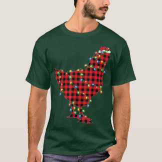Camiseta Galinha de Pássaro Galinha Natal Luz Vermelha Búfa
