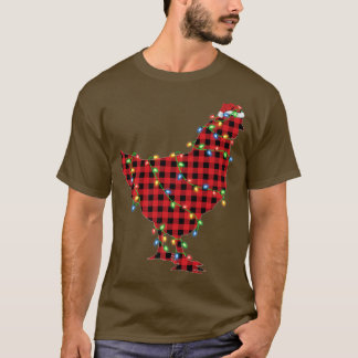 Camiseta Galinha de Pássaro Galinha Natal Luz Vermelha Búfa