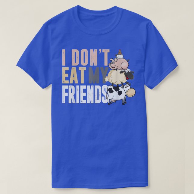 Camiseta Galinha De Porco De Vaca Eu Não Como Meus Amigos P (Frente do Design)