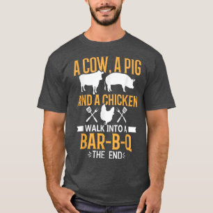 Camiseta Galinha De Suíno Vaca Caminha Para O Bar B Q O Bar