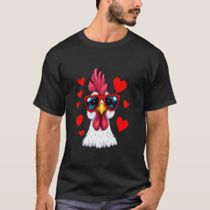 Camiseta Galinha Divertida Dia de São Valentim Coração Casa