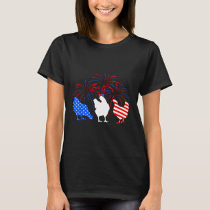 Camiseta Galinha Em 4 De Julho Fogos De Artifício Americano