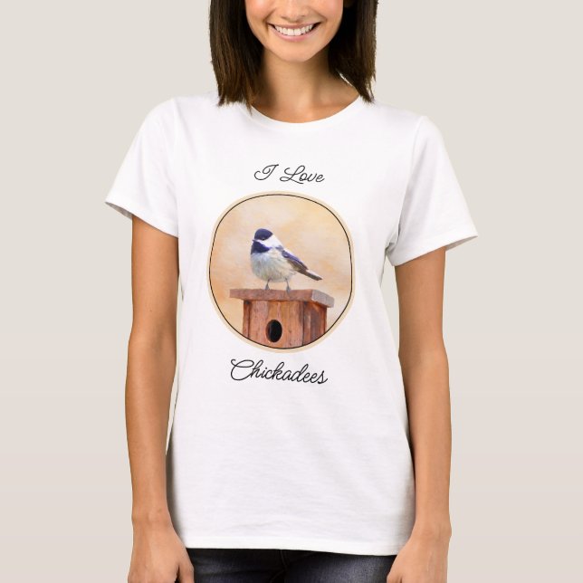 Camiseta Galinha em Birdhouse Pintura Original de Pássaros (Frente)