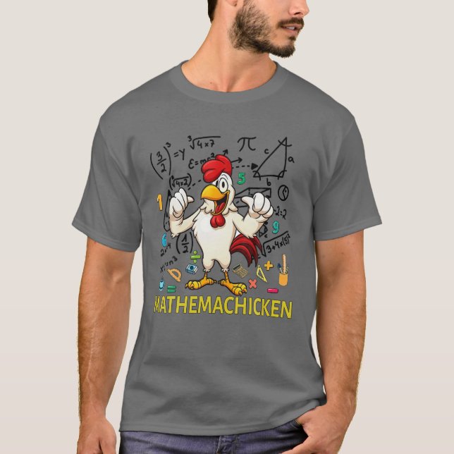 Camiseta Galinha Engraçada Matemachicken Para Ensino De Ama (Frente)