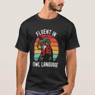 Camiseta Galinha Engraçada Retro Vintage Fluente Em Língua 