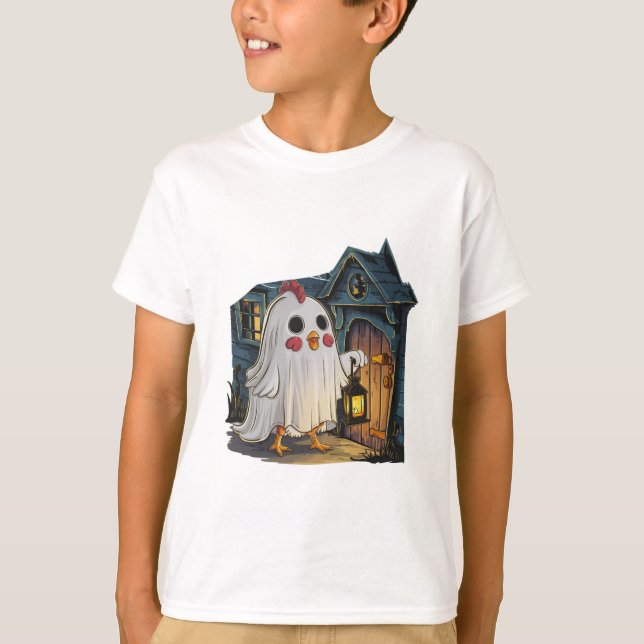 Camiseta Galinha Fantasma do Halloween 4 Arte Digital (Frente)